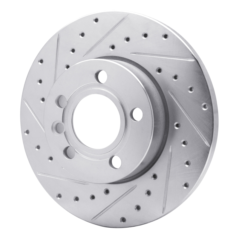 Volkswagen EuroVan Brake Rotor (1) - Front Left - R1 Concepts - Drilled & Slotted - Silver - `96-`00